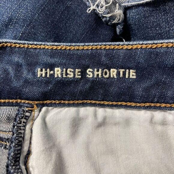 American Eagle Level Stretch Hi Rise Shortie Roll Raw Hem Denim Shorts Women 4 - Picture 4 of 6